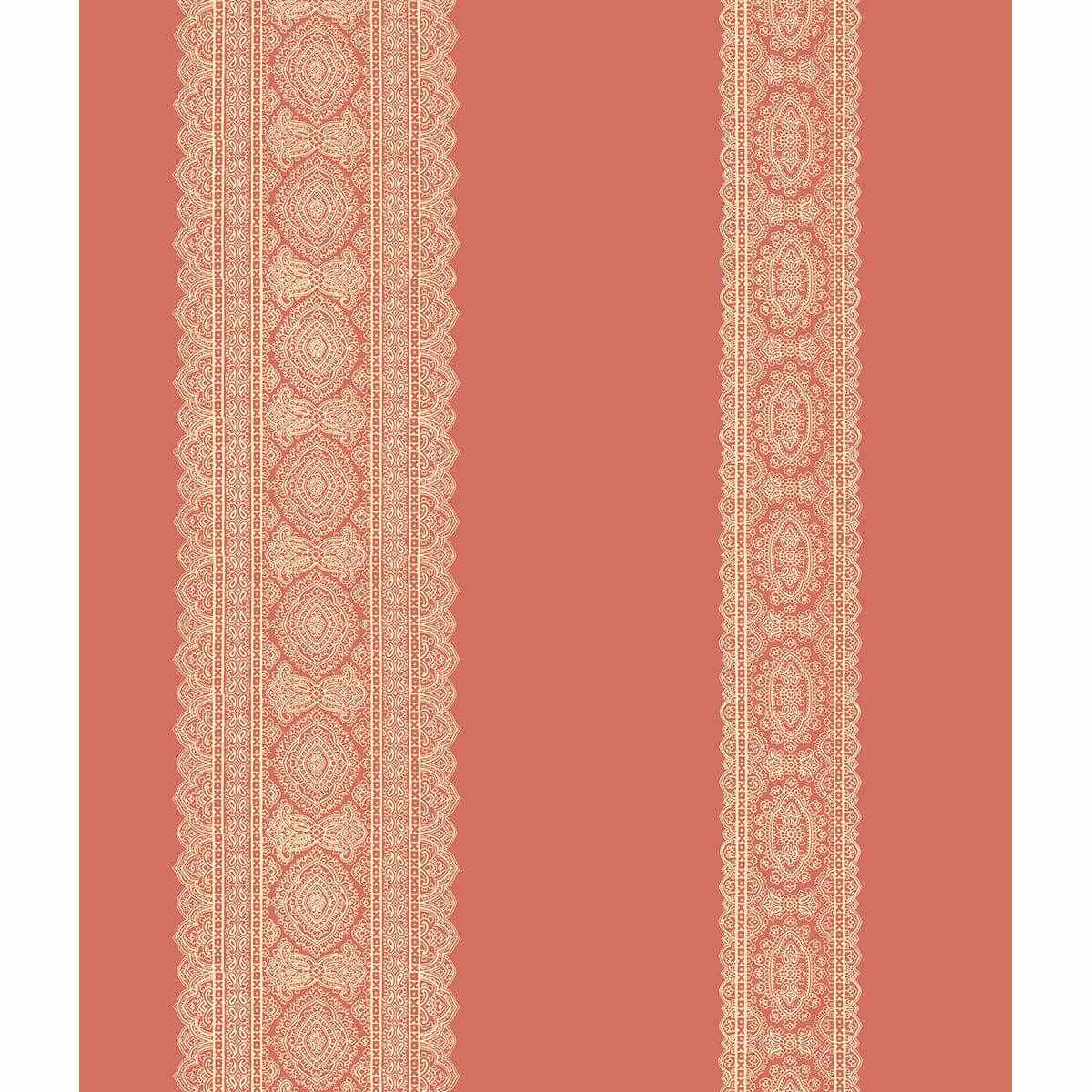 Brynn Coral Paisley Stripe Wallpaper - York Wallcoverings - 1014-001833 - York Wallcoverings Wallpaper