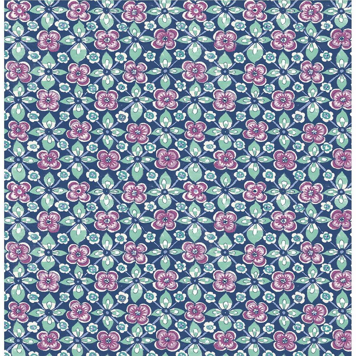 free-spirit-indigo-floral-wallpaper-york-wallcoverings-1014-001822 - York Wallcoverings Papel pintado