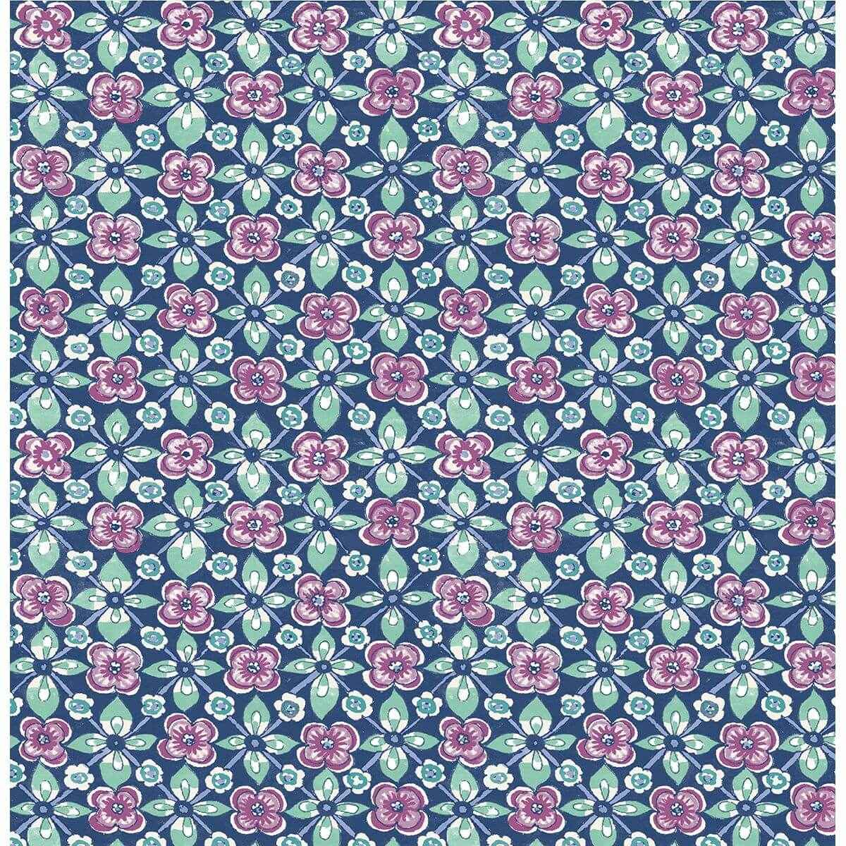 Free Spirit Indigo Floral Wallpaper - York Wallcoverings - 1014-001822 - York Wallcoverings Wallpaper