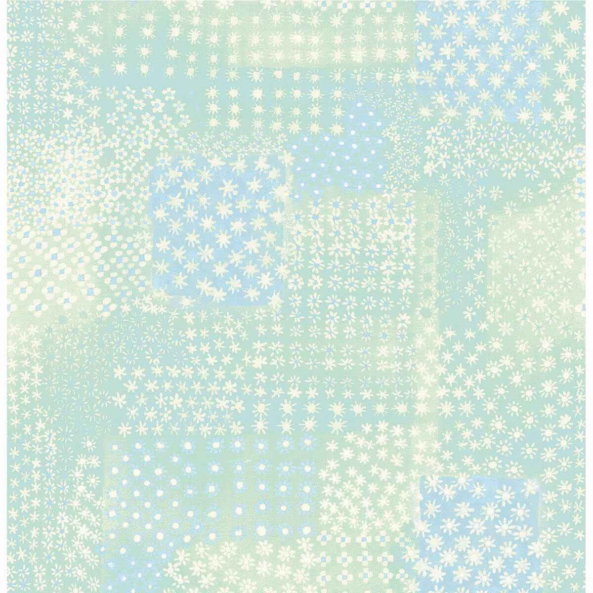 Flower Green Patchwork Wallpaper - York Wallcoverings - 1014-001861