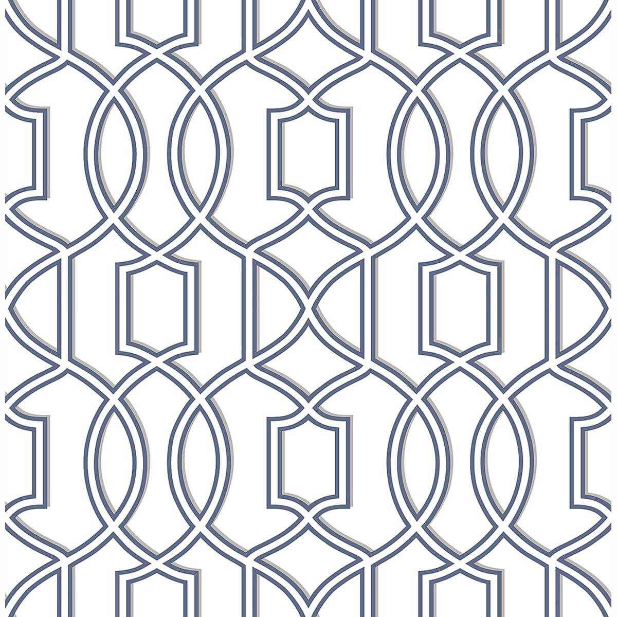 Quantum Blue Trellis Wallpaper - York Wallcoverings - 2625-21815