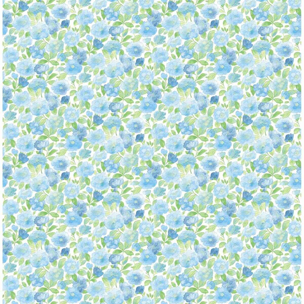 Elsie Sky Blue Floral Wallpaper - York Wallcoverings - 2657-22215