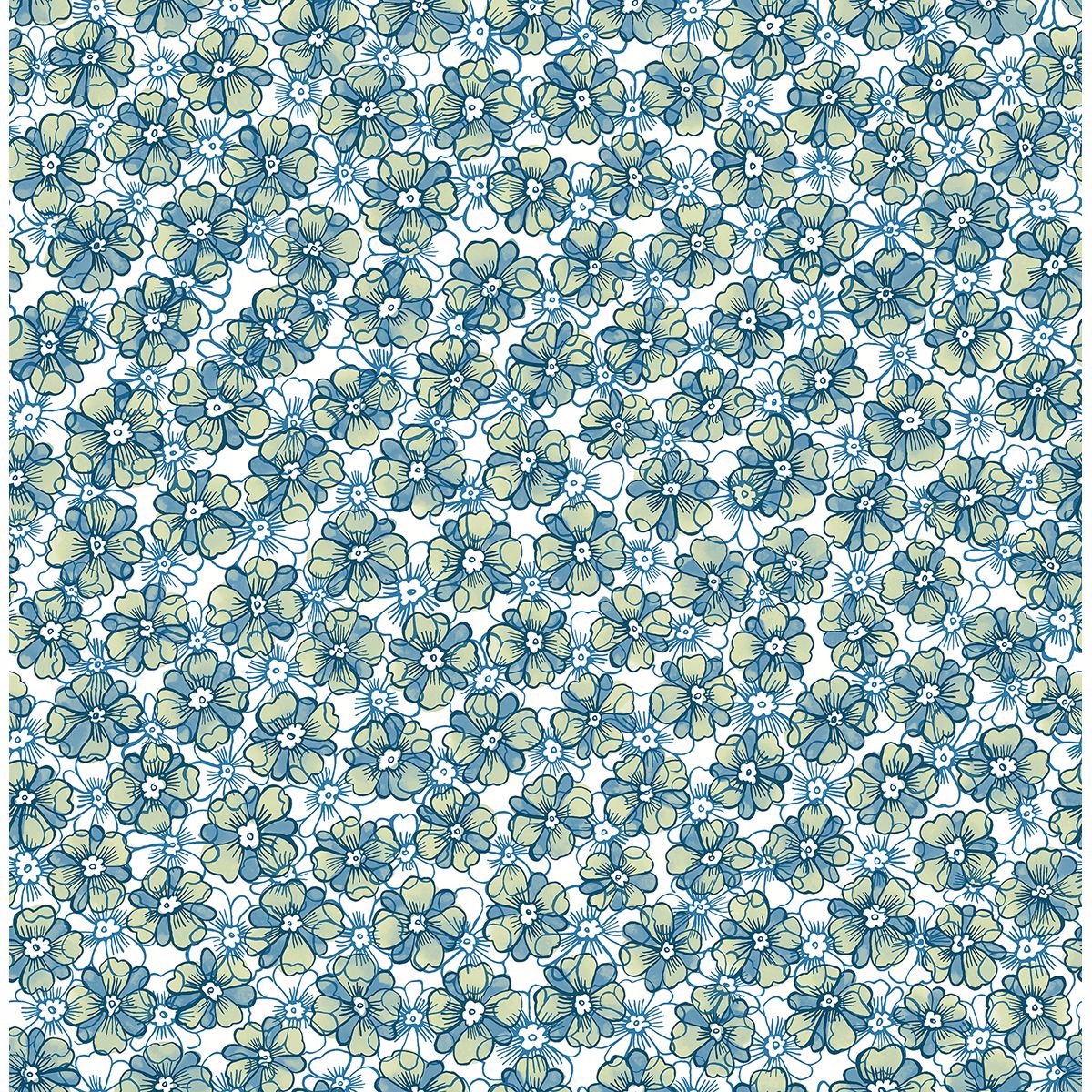 Brewster Wallcovering-Allison Blue Floral