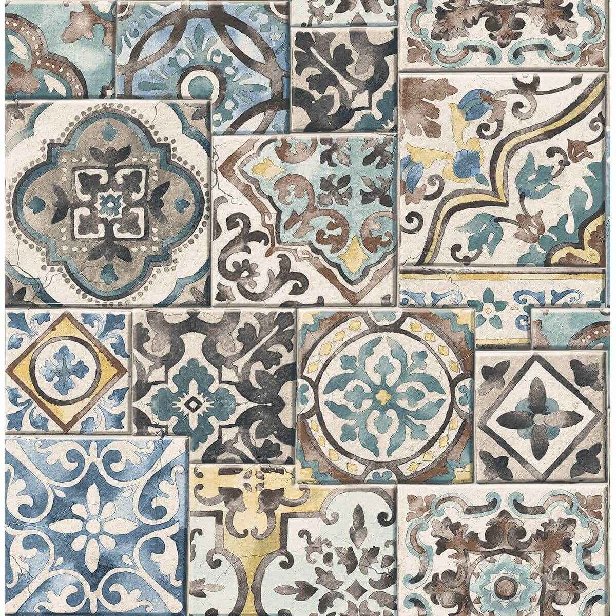 Teal Marrakesh Tiles Wallpaper - York Wallcoverings - 2701-22315 - York Wallcoverings Wallpaper