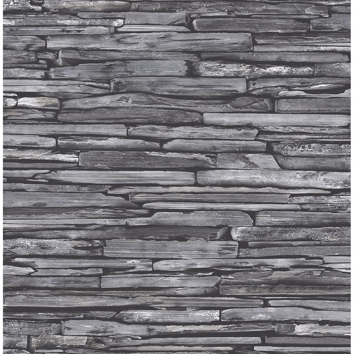 Brewster Wallcovering-Stacked Slate Charcoal Industrial