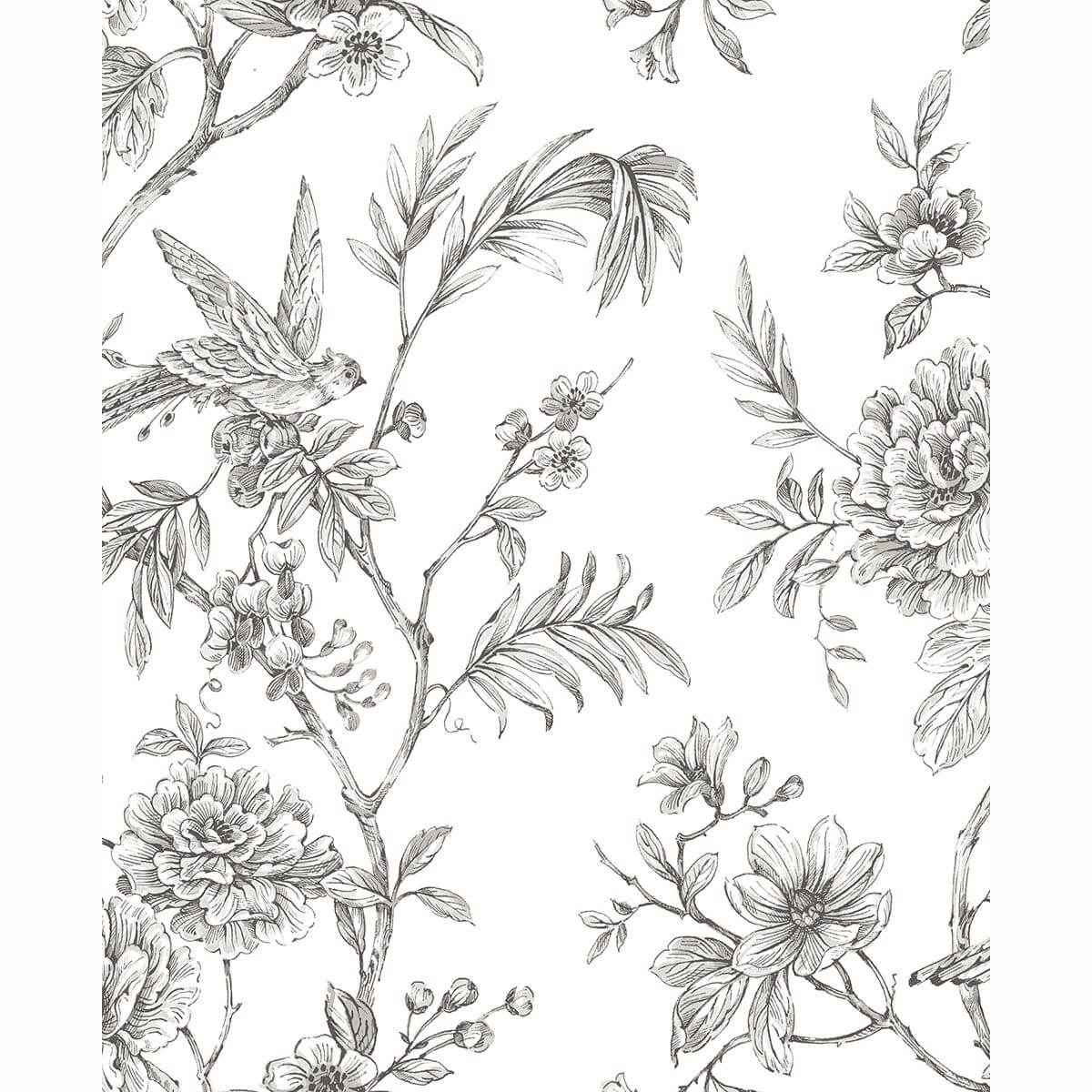 Jessamine Grey Floral Trail Wallpaper - York Wallcoverings - 2763-24237