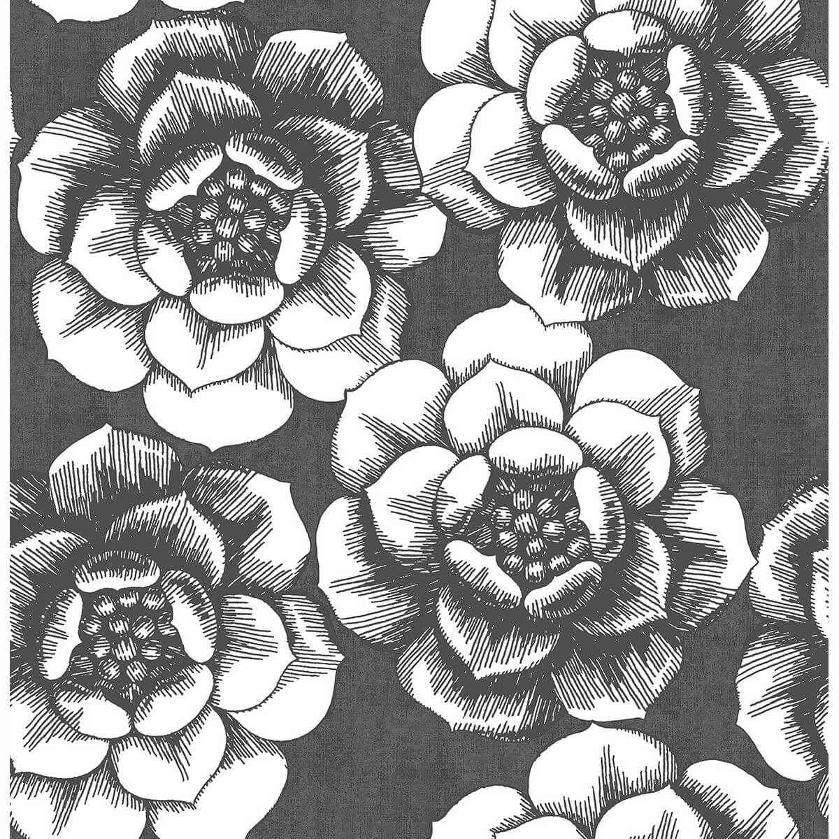 Fanciful Black Floral Wallpaper - York Wallcoverings - 2763-24206 - York Wallcoverings Wallpaper