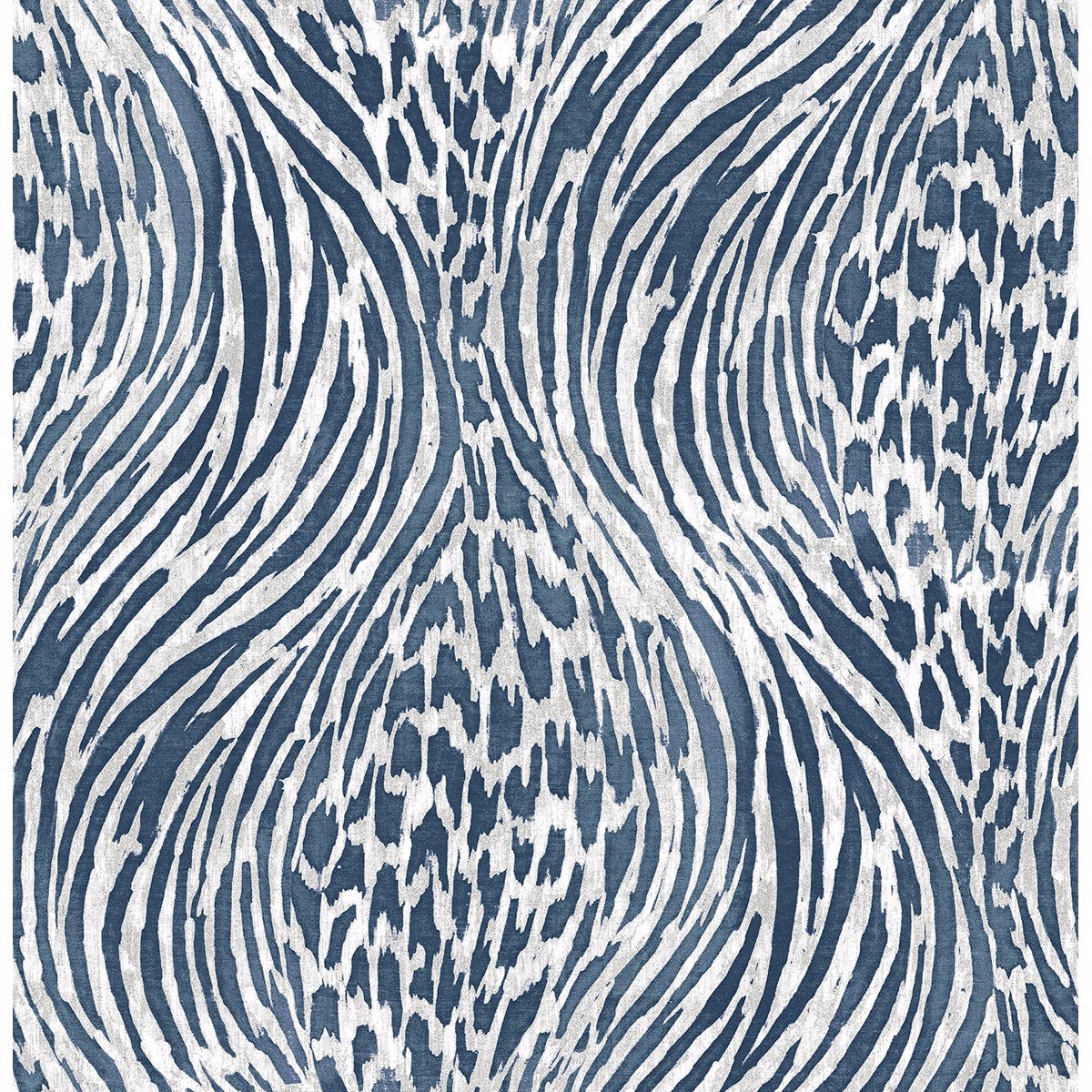 Brewster Wallcovering-Splendid Blue Animal Print Wallpaper