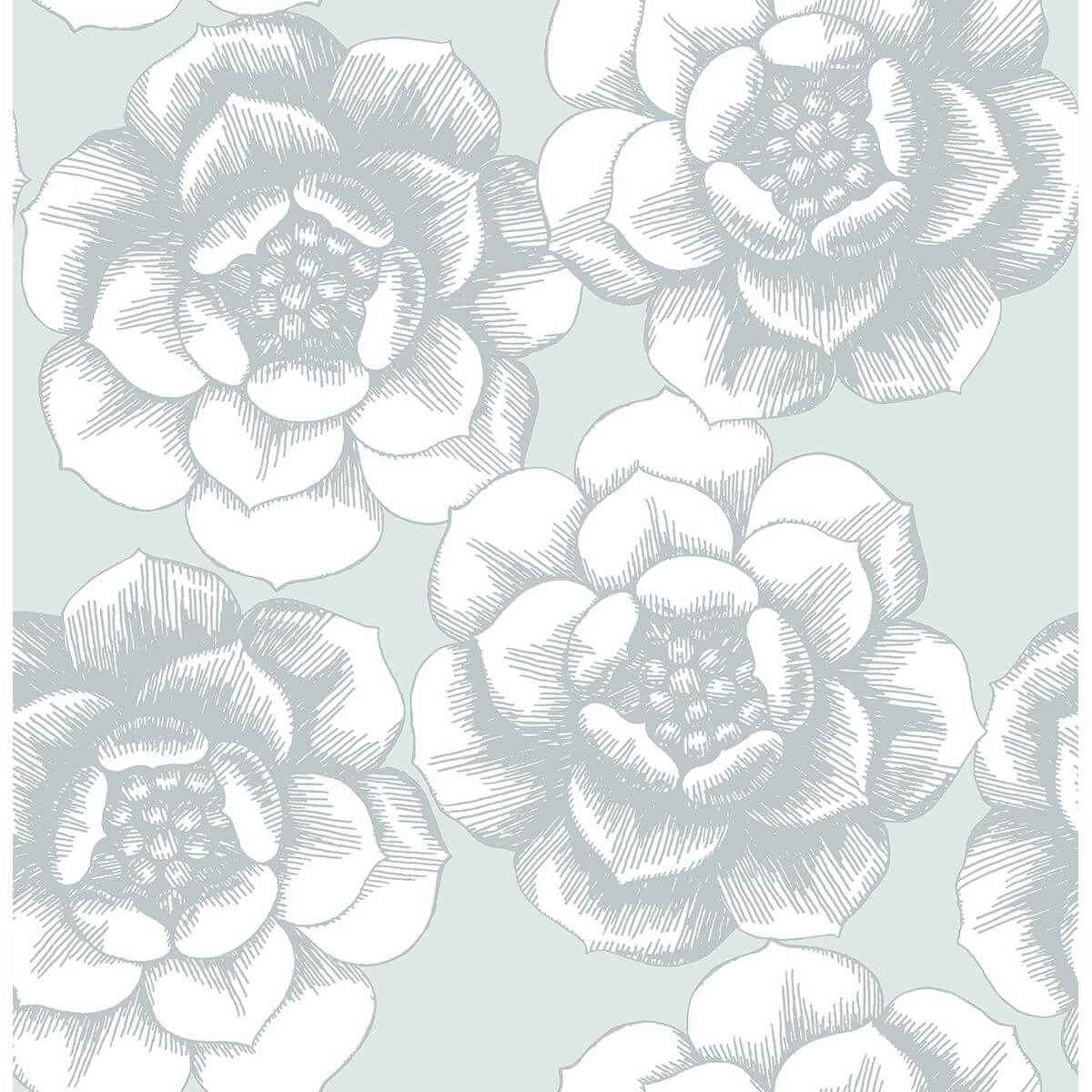 Fanciful Silver Floral Wallpaper - York Wallcoverings - 2763-24240