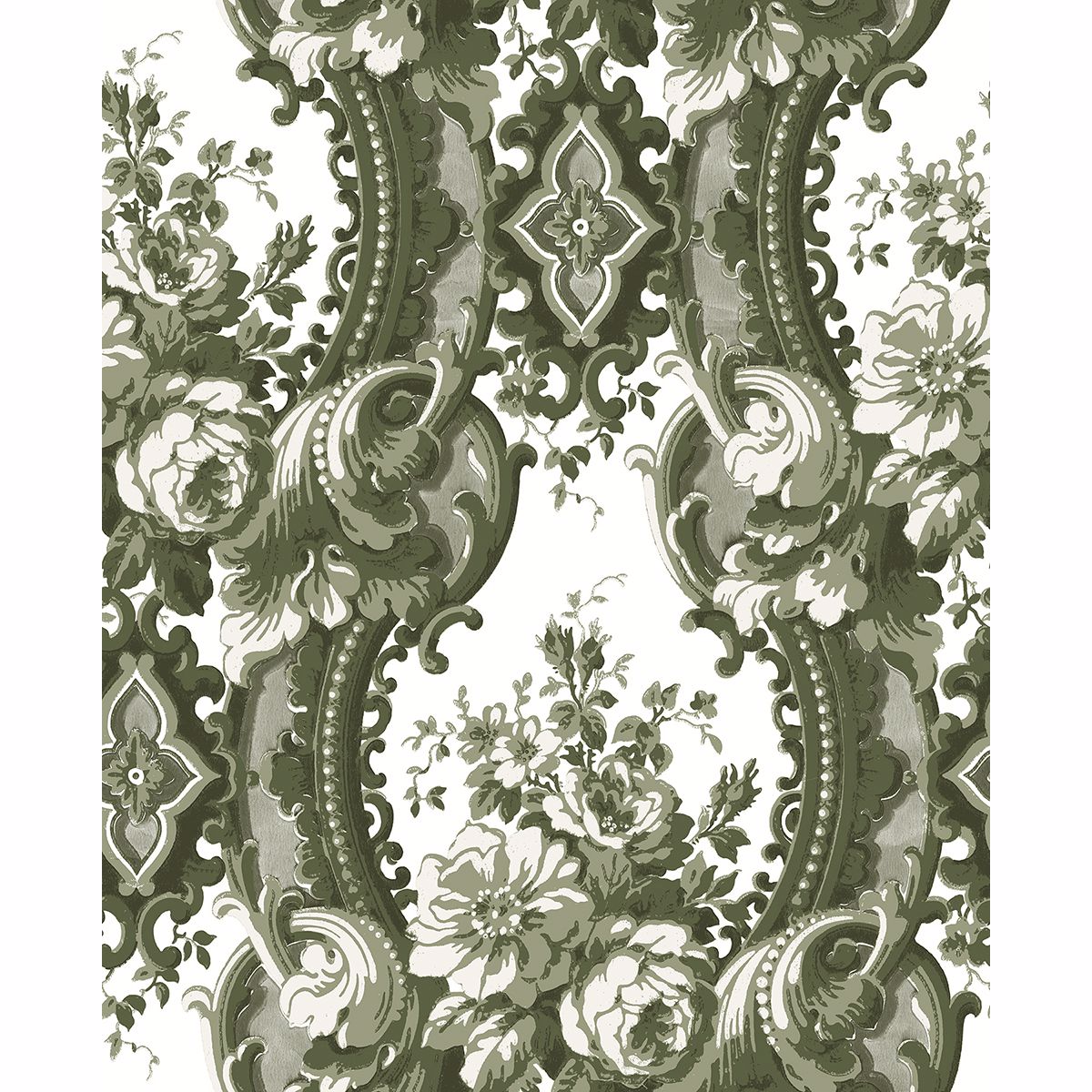 Picture of Dreamer Green Damask Wallpaper