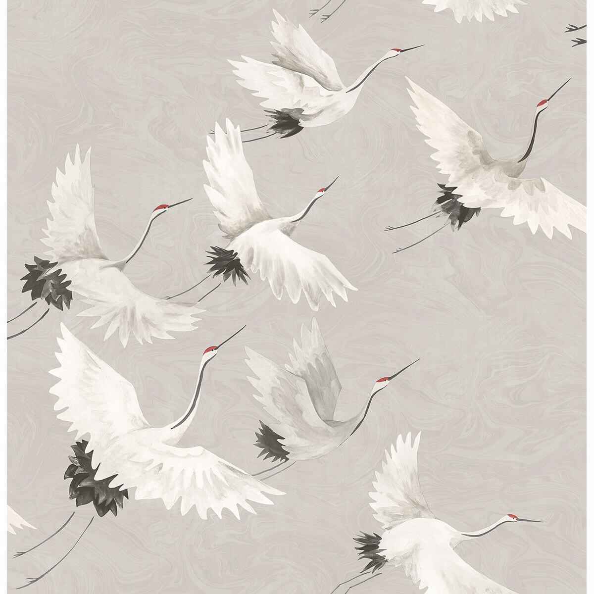 Windsong Grey Crane Wallpaper - York Wallcoverings - 2764-24304 - York Wallcoverings Wallpaper