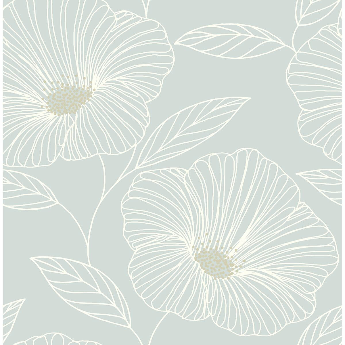Mythic Seafoam Floral Wallpaper - York Wallcoverings - 2764-24321 - York Wallcoverings Wallpaper