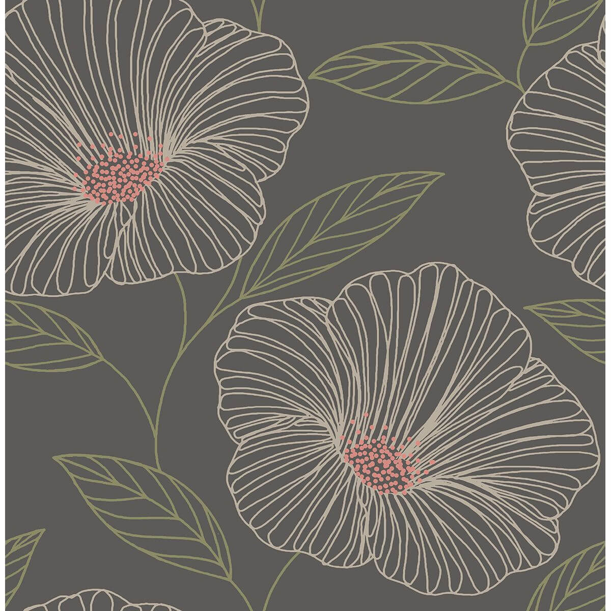 mythic-grey-floral-wallpaper-york-wallcoverings-2764-24319 - York Wallcoverings Wallpaper