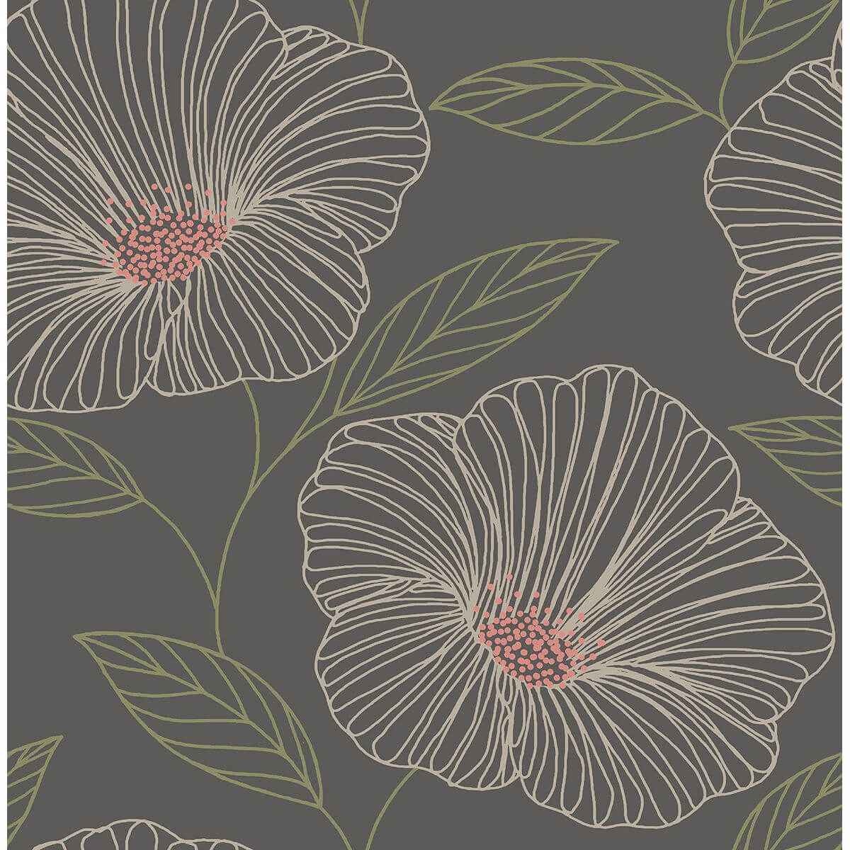 Mythic Grey Floral Wallpaper - York Wallcoverings - 2764-24319