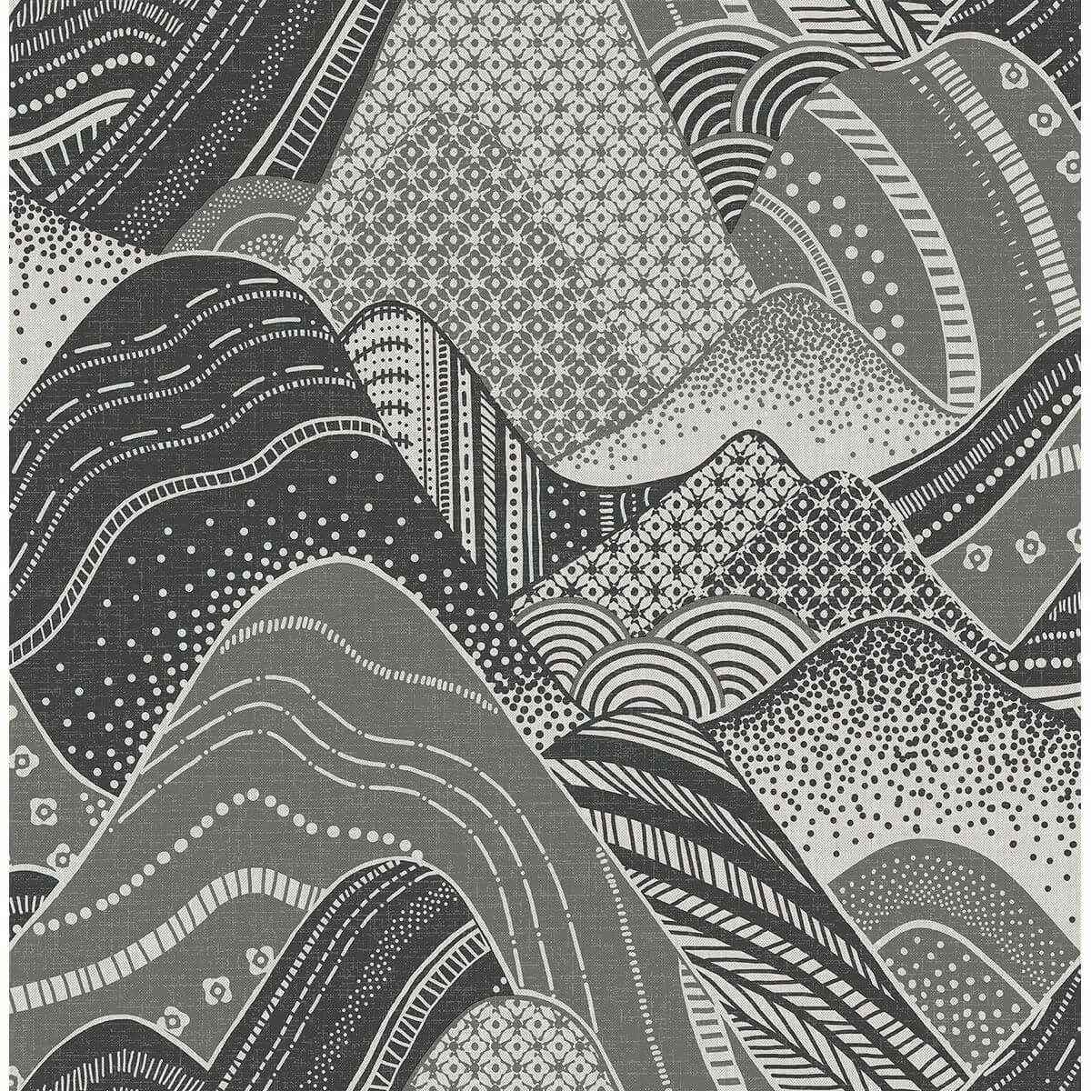 Meru Dark Grey Mountain Wallpaper - York Wallcoverings - 2764-24331