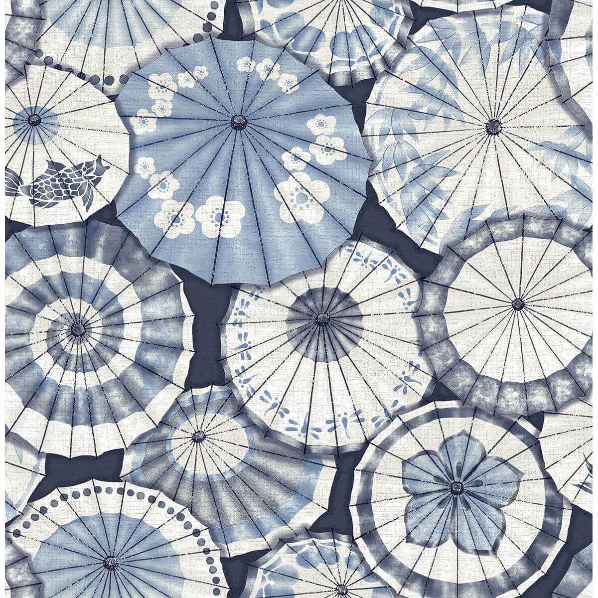 Mikado Blue Parasol Wallpaper - York Wallcoverings - 2764-24361 - York Wallcoverings Wallpaper