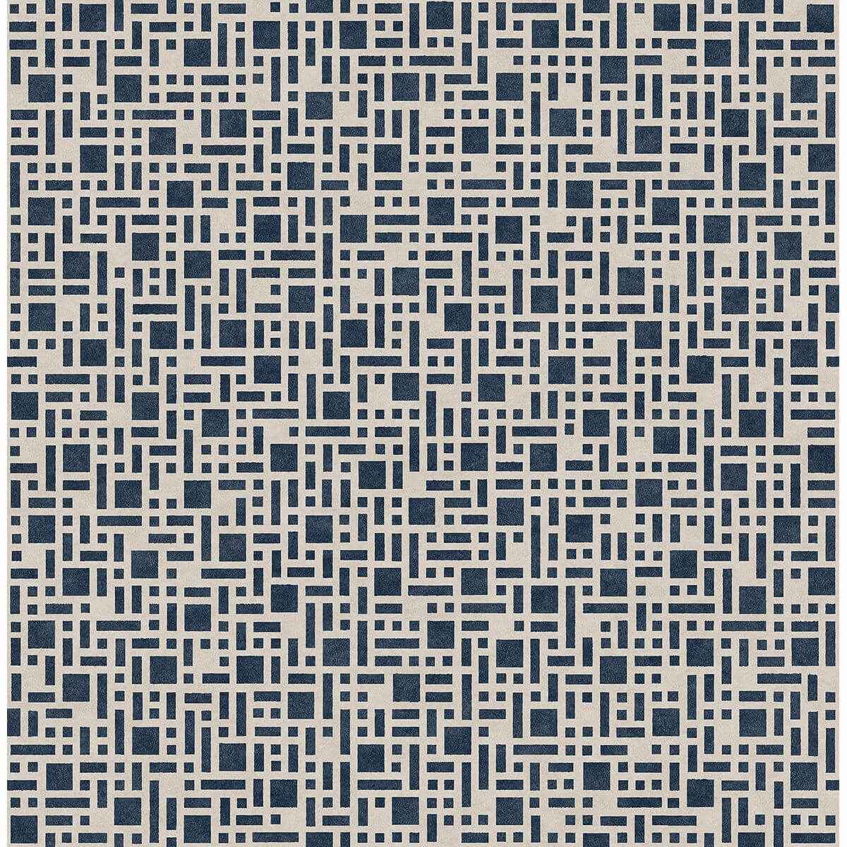 Bento Indigo Geometric Wallpaper - York Wallcoverings - 2764-24339