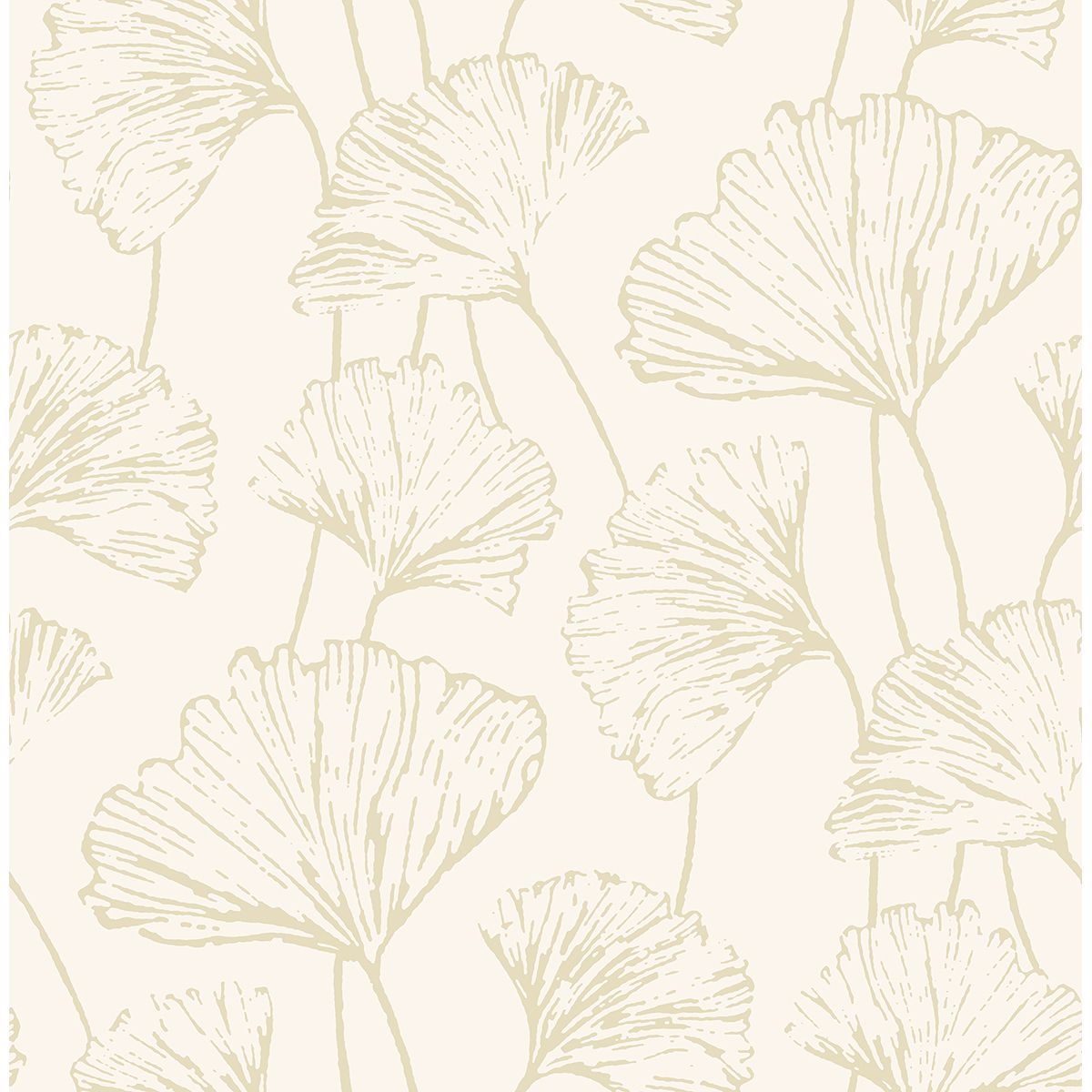 Brewster Wallcovering-Reverie Gold Ginkgo Wallpaper