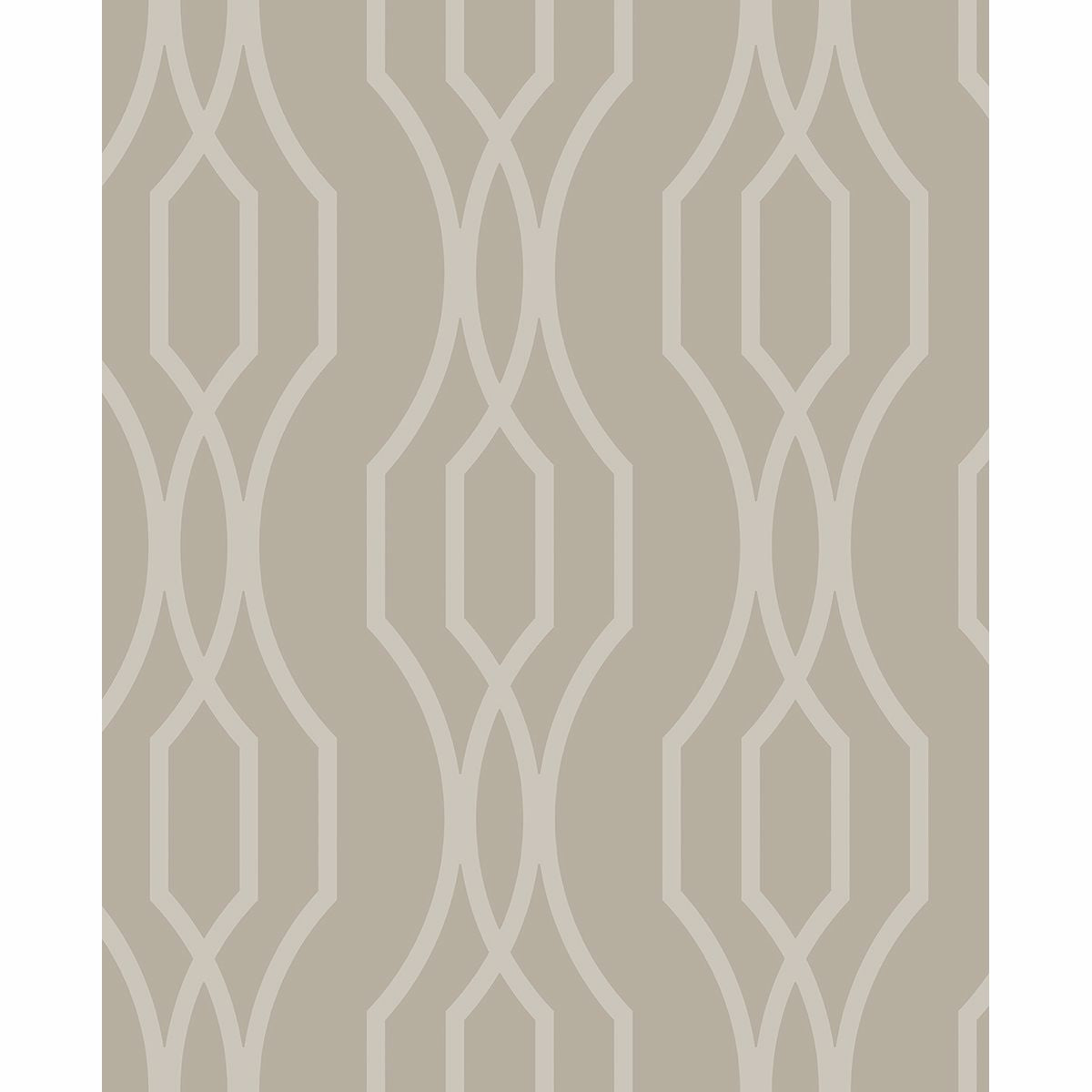 Brewster Wallcovering-Coventry Taupe Trellis Wallpaper