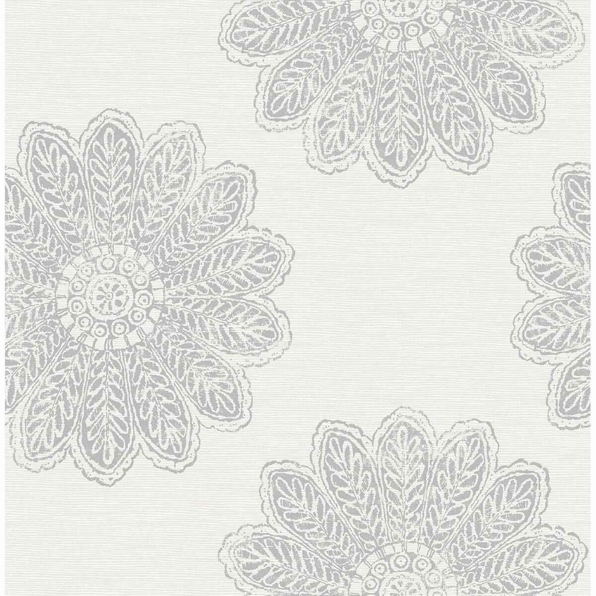 Sol Light Grey Medallion Wallpaper - York Wallcoverings - 2793-24747