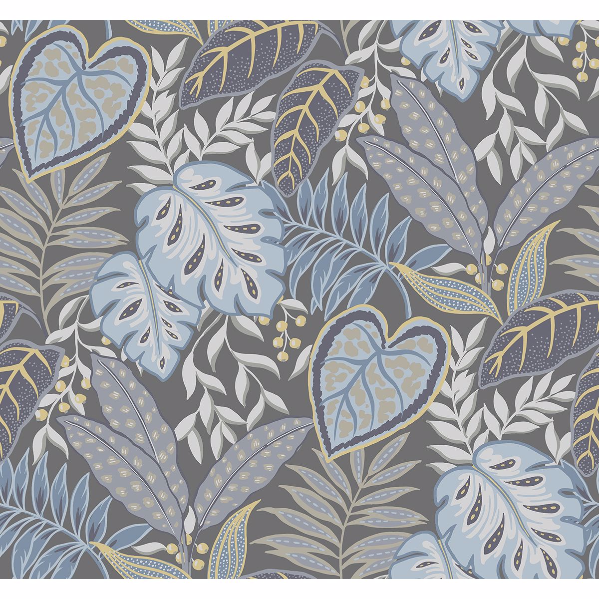 Brewster Wallcovering-Jasmine Denim Botanical Wallpaper by Sarah Richardson