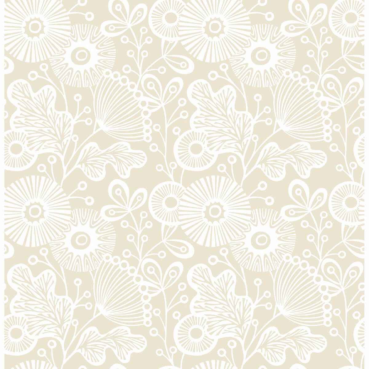 Ana Cream Floral Wallpaper - York Wallcoverings - 2821-25108