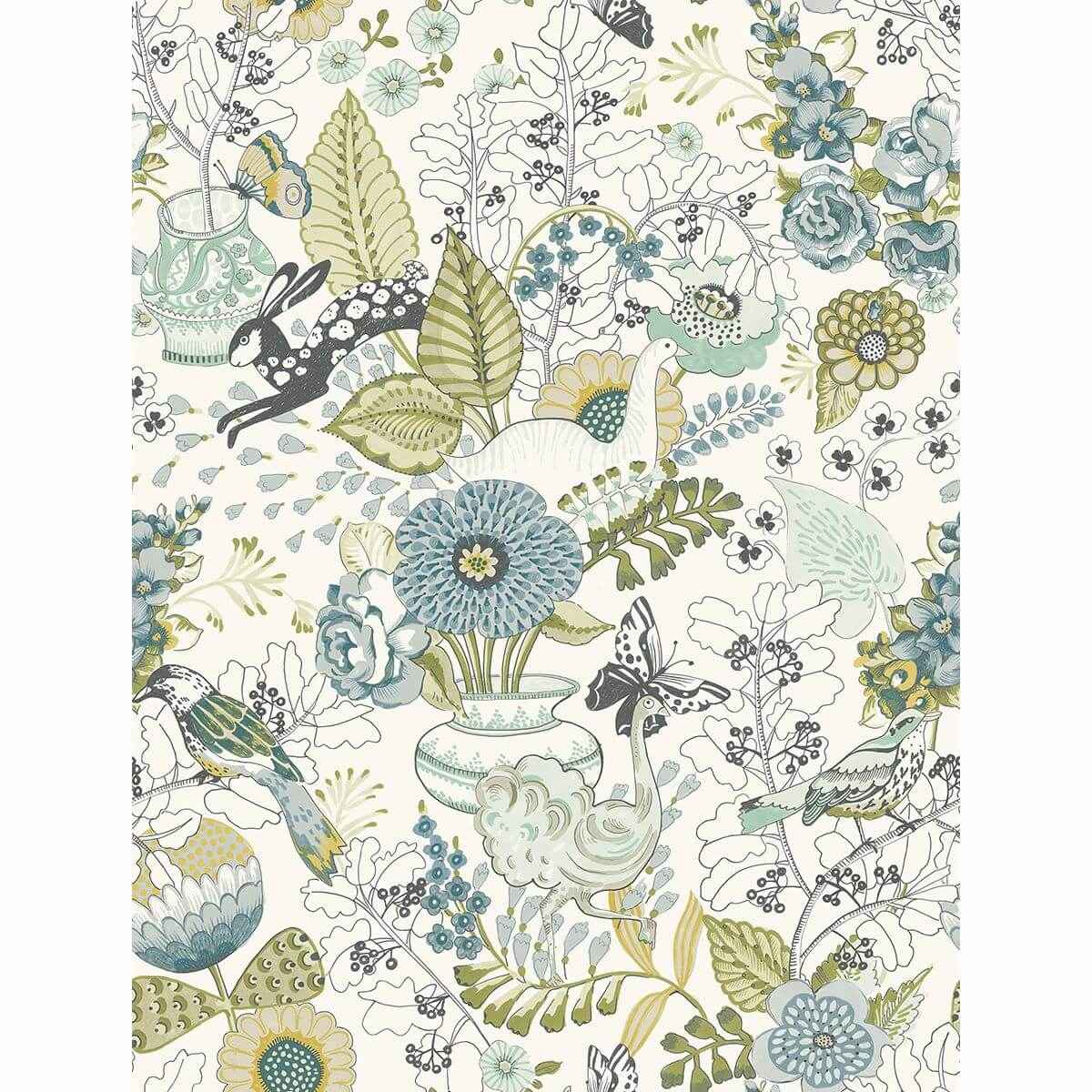 Whimsy Green Fauna Wallpaper - York Wallcoverings - 2821-12803
