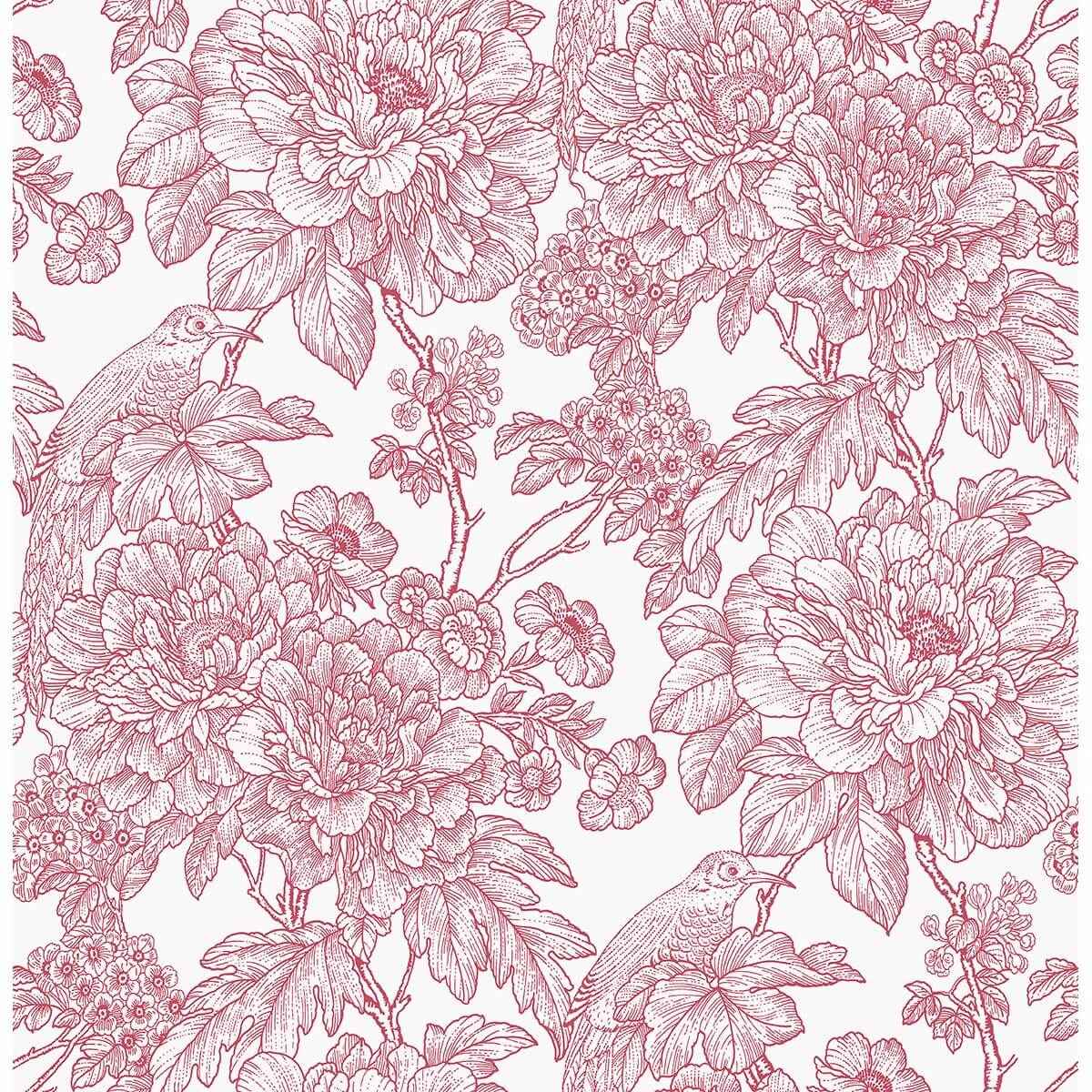 Birds of Paradise Breeze Red Floral Wallpaper - York Wallcoverings - 2901-25410