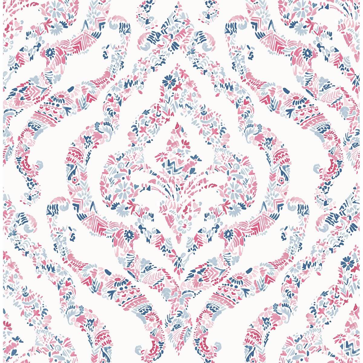 featherton-coral-floral-damask-wallpaper-york-wallcoverings-2901-25400 - York Wallcoverings Papel pintado