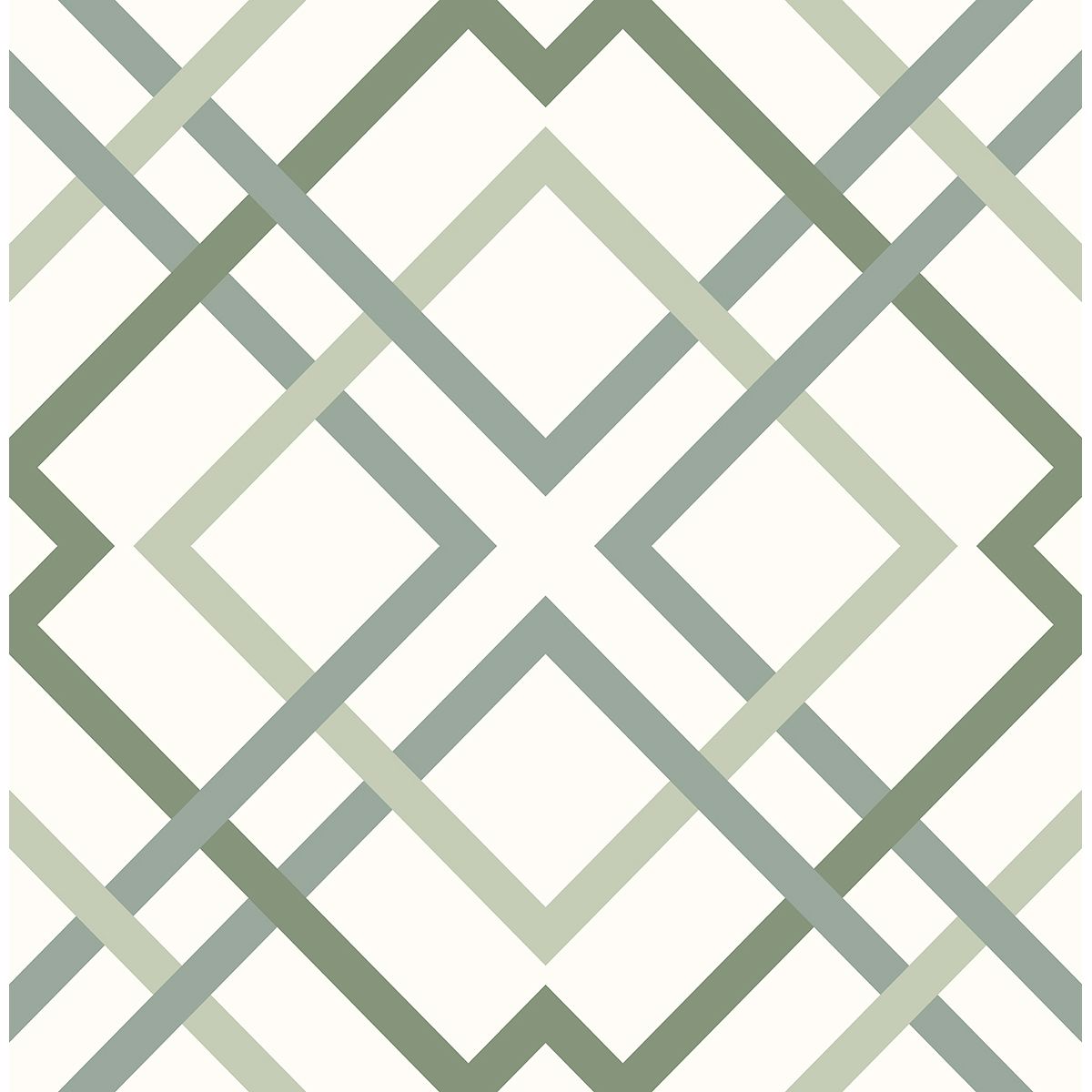 Brewster Wallcovering-Saltire Emile Green Lattice Wallpaper