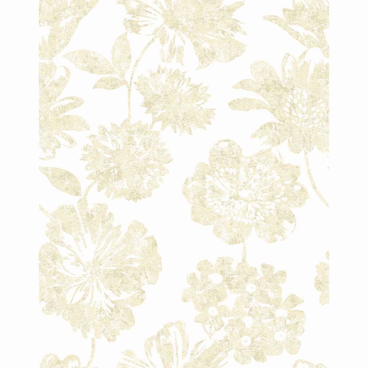 Folia Beige Floral Wallpaper - York Wallcoverings - 2901-25417