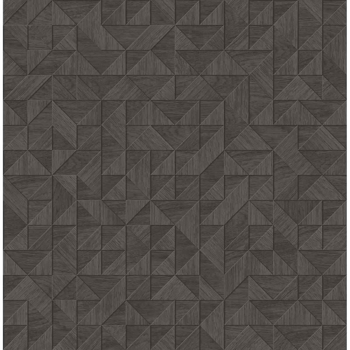 Gallerie Dark Brown Geometric Wood Wallpaper - York Wallcoverings - 2908-25326