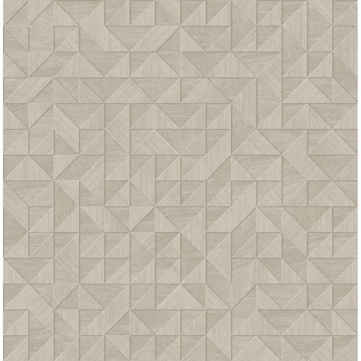 Gallerie Cream Geometric Wood Wallpaper - York Wallcoverings - 2908-25329