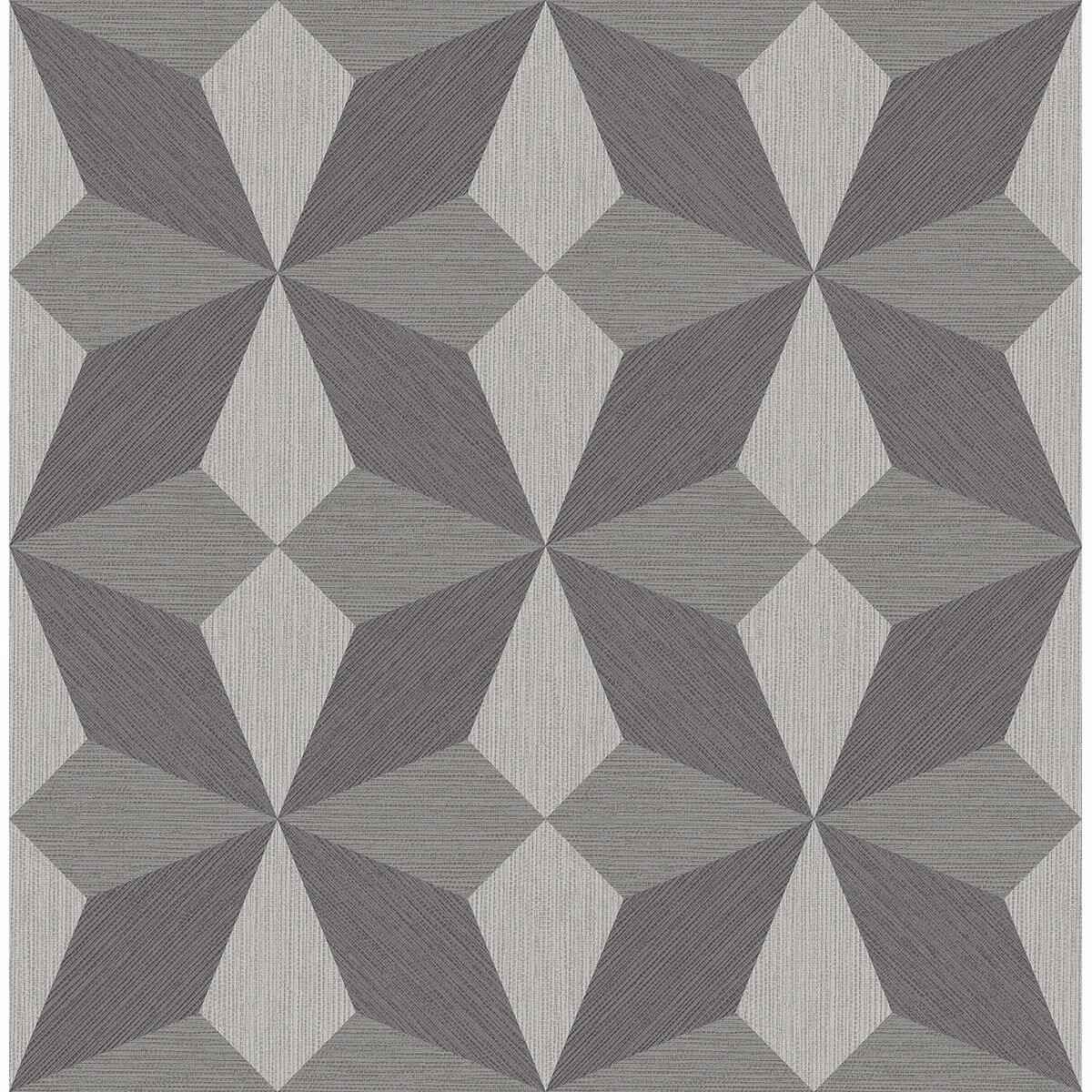Valiant Grey Faux Grasscloth Geometric Wallpaper - York Wallcoverings - 2908-25300 - York Wallcoverings Wallpaper