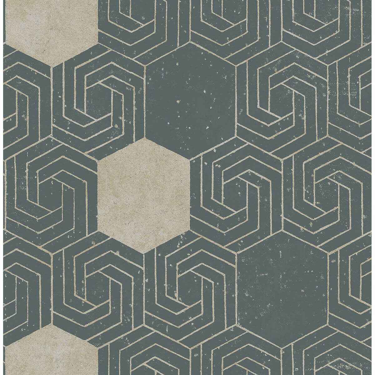 Momentum Dark Green Geometric Wallpaper - York Wallcoverings - 2902-25545