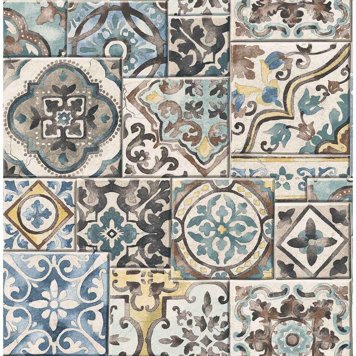 Estrada Blue Marrakesh Tiles Wallpaper - York Wallcoverings - 2922-22315