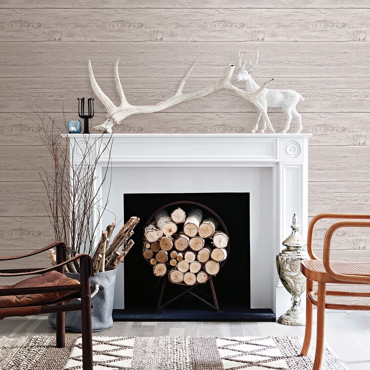 Colleen Dove Washed Boards Wallpaper - Brewster Wallcovering