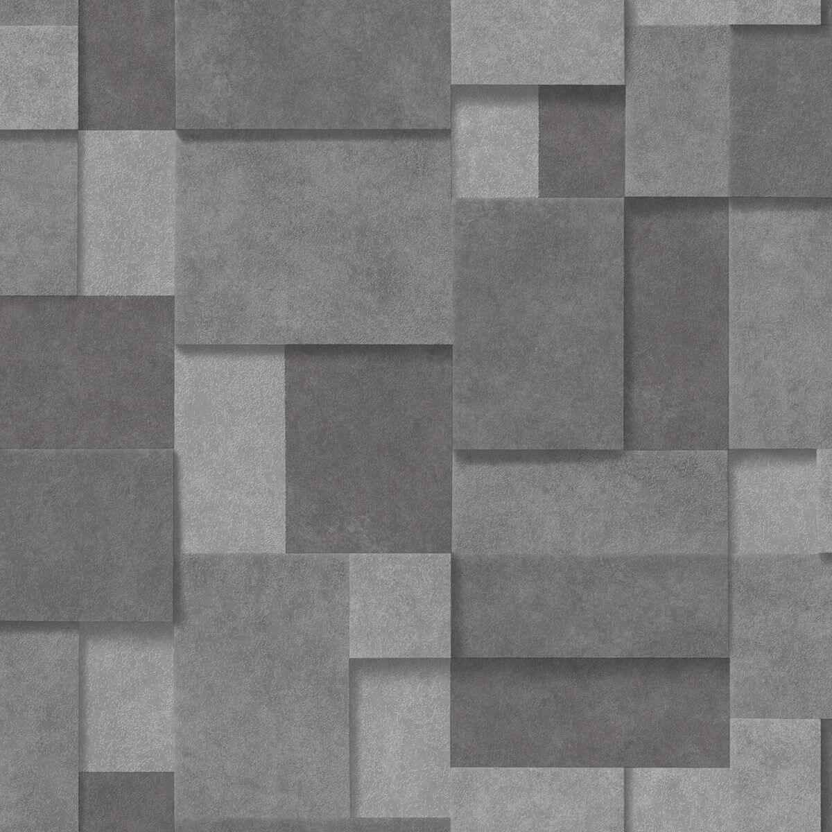Duchamp Dark Grey Metallic Squares Wallpaper - York Wallcoverings - 2922-25354 - York Wallcoverings Wallpaper