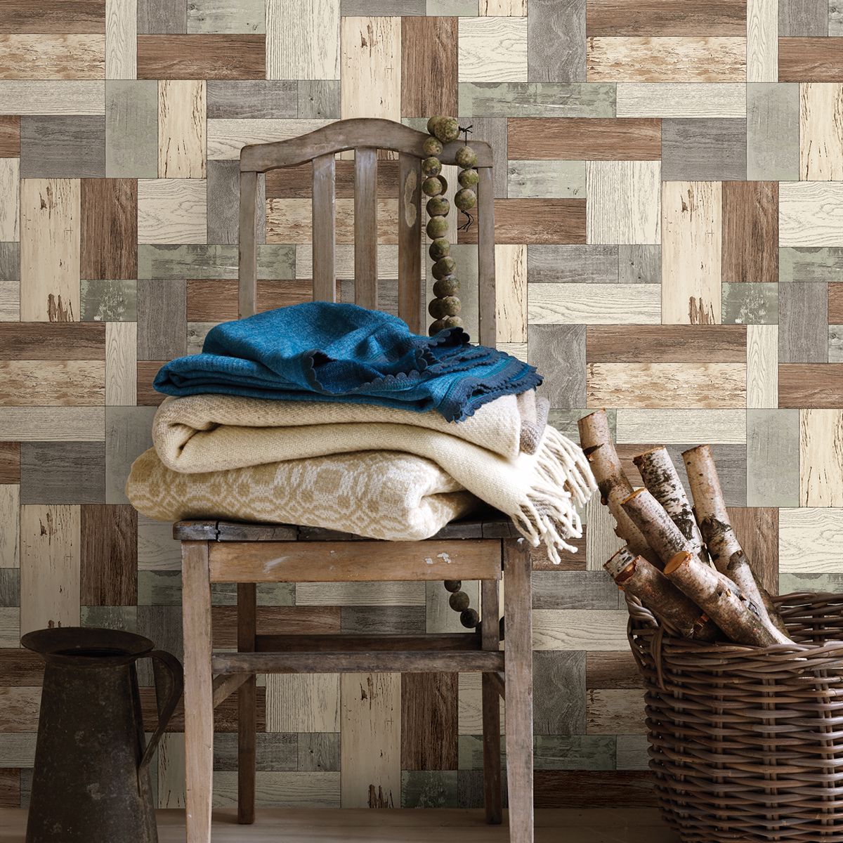 Knock on Wood Light Blue Distressed Wallpaper  | Brewster Wallcovering - The WorkRm