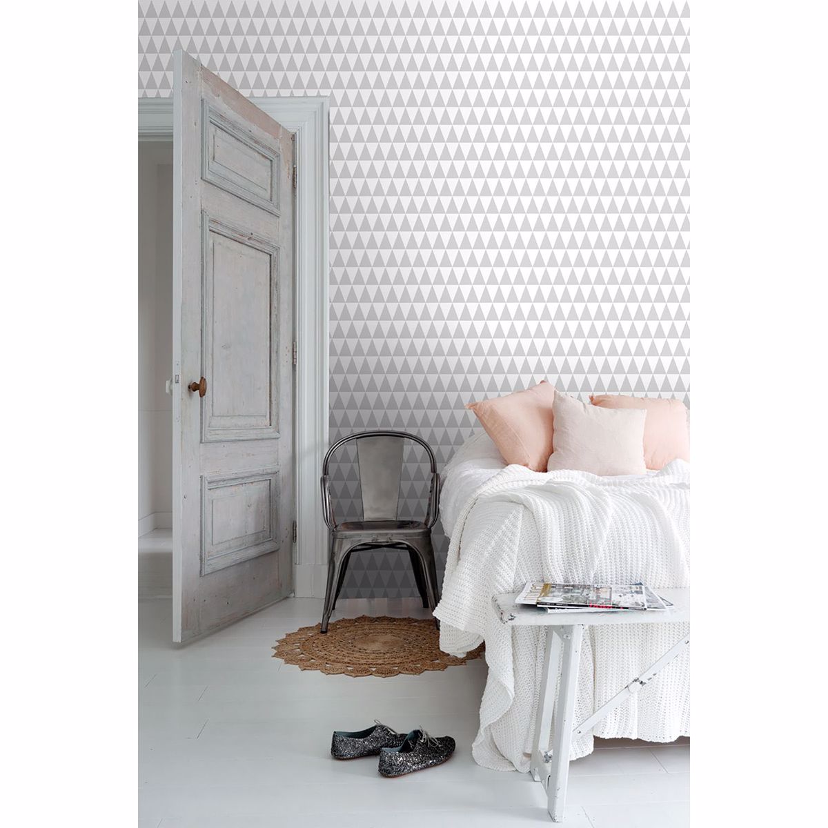 Verdon Light Grey Geometric Wallpaper - Brewster Wallcovering