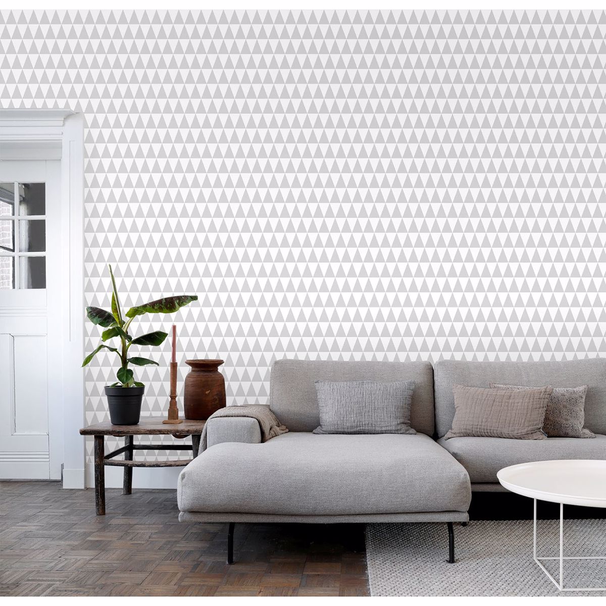 Verdon Light Grey Geometric Wallpaper - Brewster Wallcovering