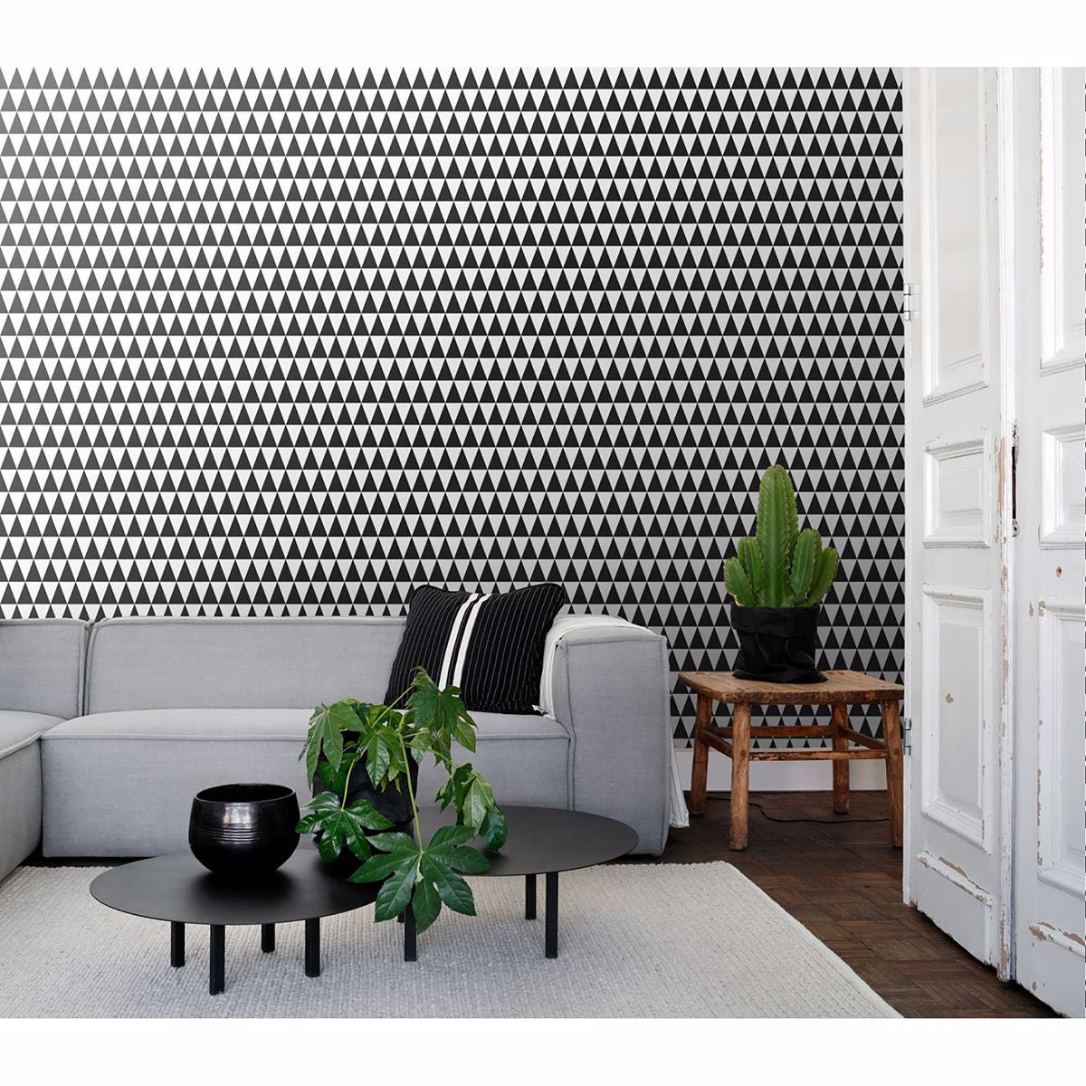 Verdon Black Geometric Wallpaper  | Brewster Wallcovering - The WorkRm