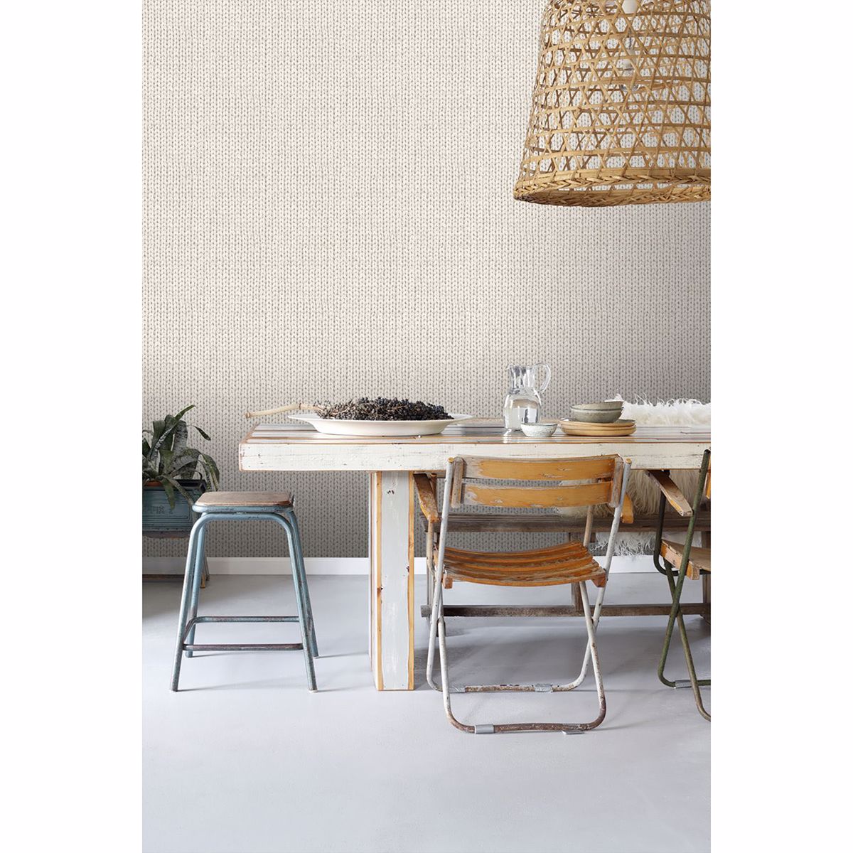 Hart Cream Chevron Fabric Wallpaper  | Brewster Wallcovering - The WorkRm