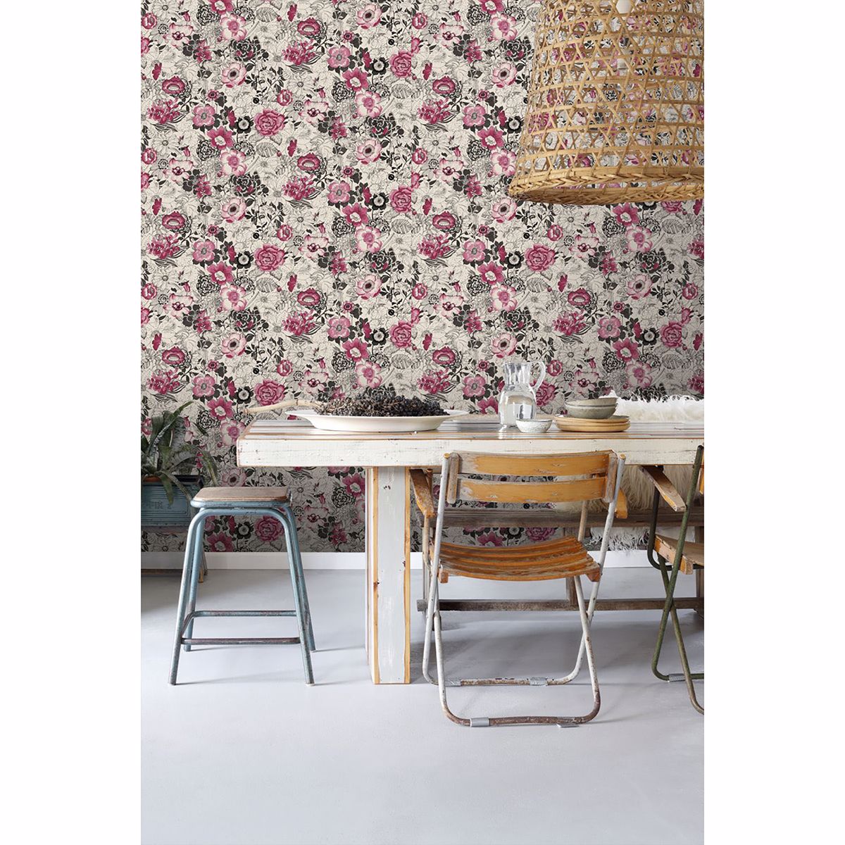 Penny Pink Floral Wallpaper - Brewster Wallcovering