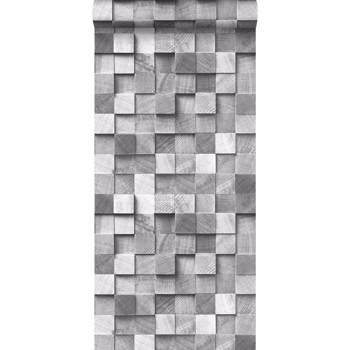 Tevye Grey Wood Geometric Wallpaper - Brewster Wallcovering