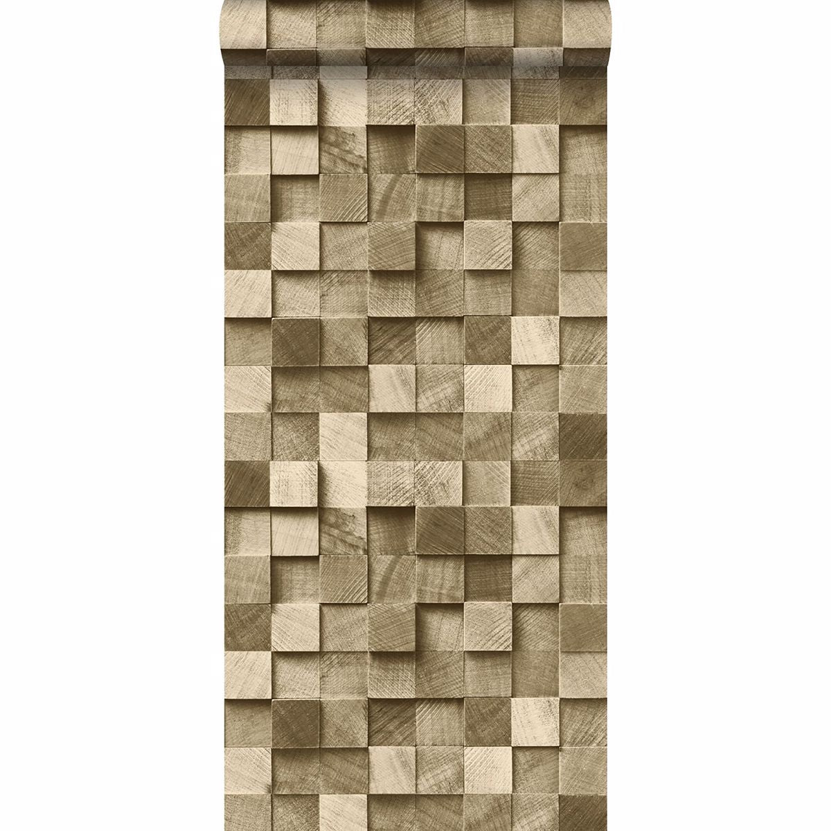 Tevye Gold Wood Geometric Wallpaper - Brewster Wallcovering