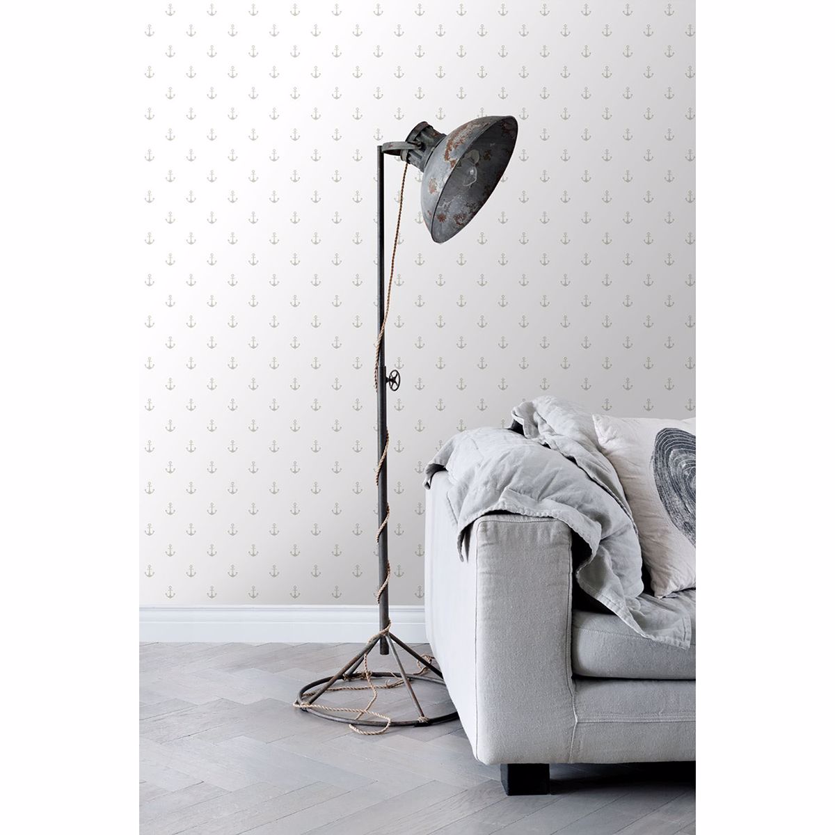 Morton Grey Anchors Wallpaper - Brewster Wallcovering