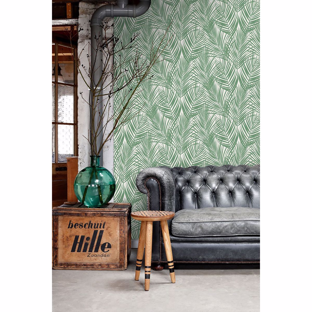 Fifi Green Palm Frond Wallpaper - Brewster Wallcovering