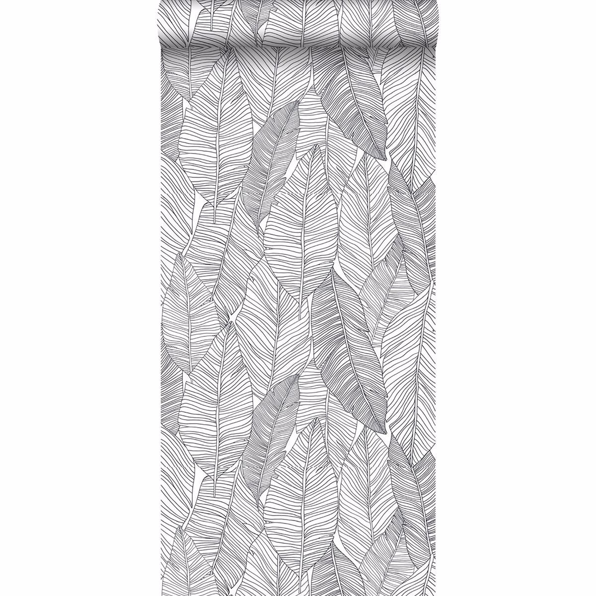 Thuy Grey Banana Leaves Wallpaper - Brewster Wallcovering