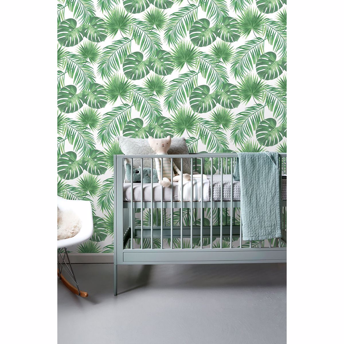 Patti Light Green Leaves Wallpaper - Brewster Wallcovering